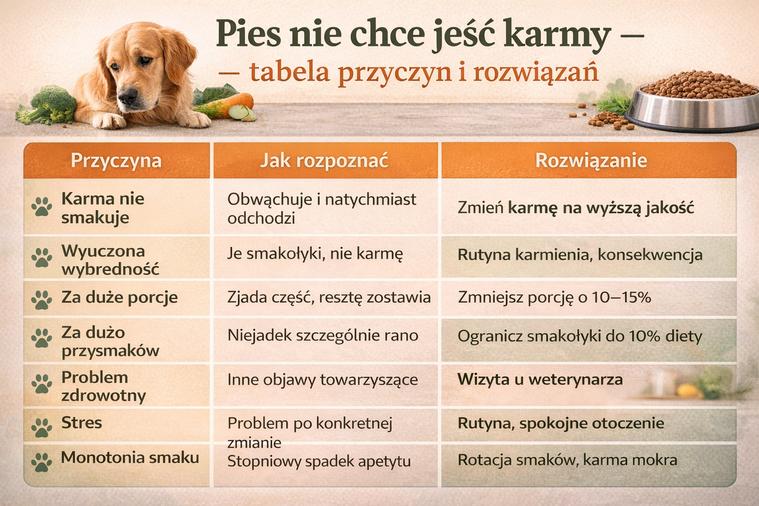 Pies nie chce jeść karmy - 7 przyczyn i skuteczne rozwiązania