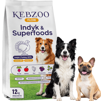 Karma sucha KEBZOO Flow Indyk&Superfoods 12 kg