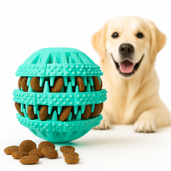 Piłka gumowa z wypustkami na smaczki - turkusowa