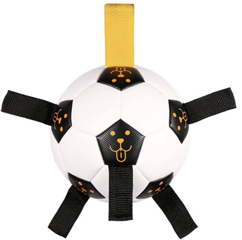 Piłka nożna dla psa z taśmami średnica 17 cm
