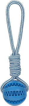 Piłka dla psa mocna guma sznur niebieska 6 cm