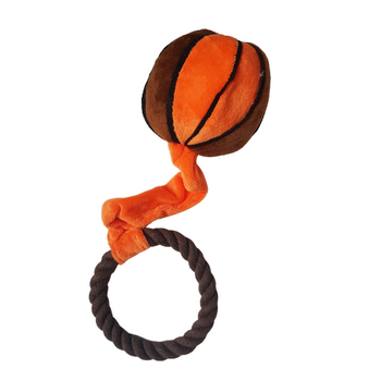 Zabawka dla psa pluszowa piłka brązowa z ringiem