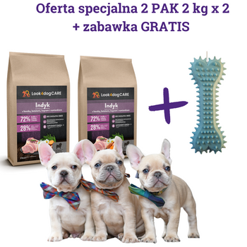Zestaw karma Look4dog CARE Indyk kaczka 2PAK: 2x2kg + GRATIS