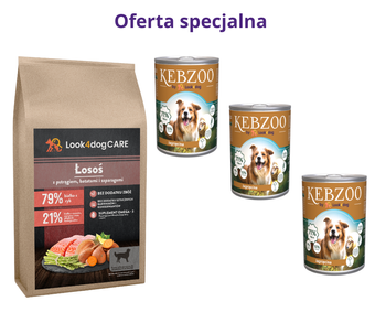 Karma Look4dog CARE Łosoś i pstrąg 6 kg + KEBZOO jagnięcina 3x400g