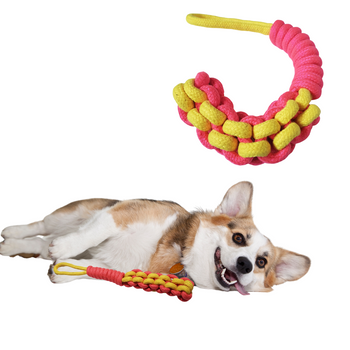 Zabawka dla psa mocny szarpak sznur żółty