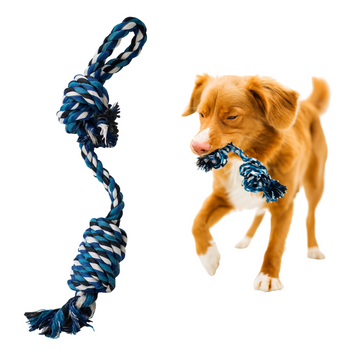 Zabawka dla psa szarpak kolorowy sznurek niebieski