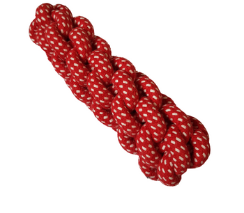 Gryzak szarpak dla psa pleciony warkocz czerwony