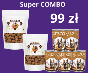 Super COMBO: Look4dog CARE Wołowina 2x1kg + 5x400g karma mokra KEBZOO