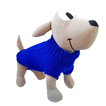 Sweterek dla psa miły ciepły kobaltowy golf  M/L/14