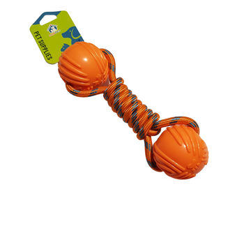 Piłka dla psa podwójna mocny sznur lekka pomarańcz