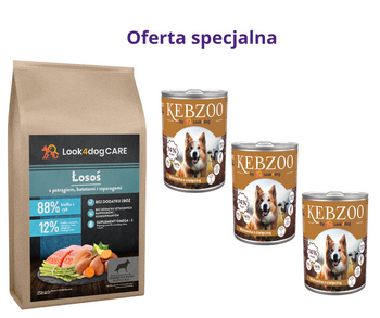 Zestaw dla dużych psów Look4dog CARE 12kg łosoś + 3x400g wołowina cielęcina