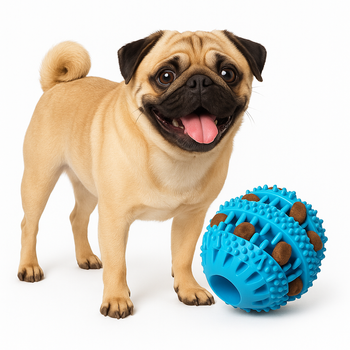 Piłka gumowa z wypustkami na smaczki - niebieska