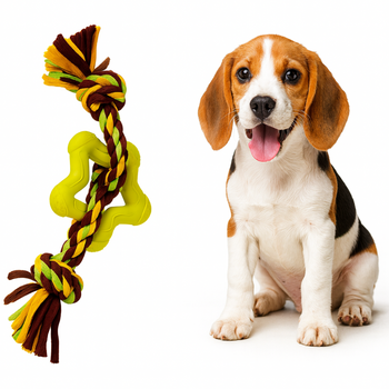 Zabawka dla psa gryzak i szarpak 2w1 kolor żółty