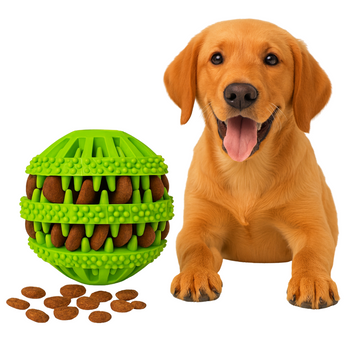 Piłka gumowa z wypustkami na smaczki - zielony