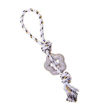 Szarpak dla psa z gumowym gryzakiem szary