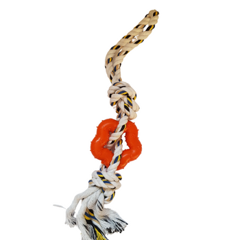 Szarpak dla psa z gumowym gryzakiem pomarańczowy