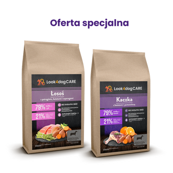 Zestaw: karma Look4dog CARE łosoś i kaczka 2PAK: 2x2kg