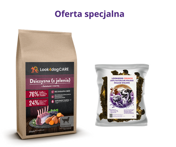 Zestaw testowy - Look4dog CARE Jeleń + żwacze wołowe 250g