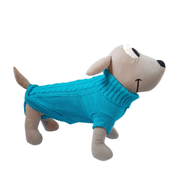 Sweter dla pieska klasyczny ciepły turkusowy S/10