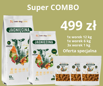 Sucha karma Look4dog CARE Jagnięcina Super COMBO 21 kg