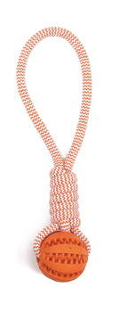 Piłka dla psa mocna guma sznur pomarańczowa 6 cm