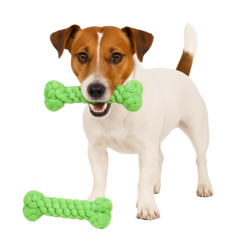 Gryzak dla psa kości pleciona bawełna zielony