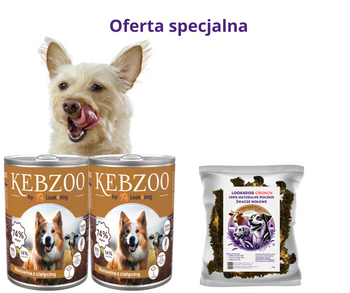 Zestaw: karma mokra KEBZOO wołowina z cielęciną 2x400g + żwacze wołowe