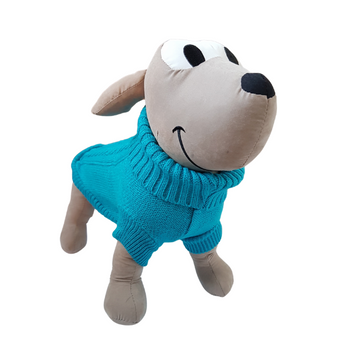 Sweterek dla psa miły ciepły turkusowy golf M/L/14