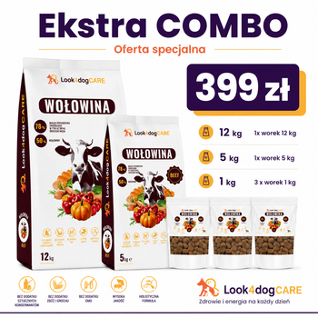 Sucha karma Look4dog CARE Wołowina Ekstra COMBO 20kg