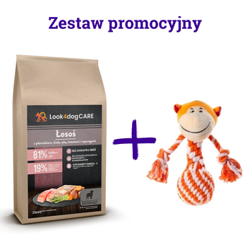 Zestaw karma Look4dog CARE 12kg + zabawka