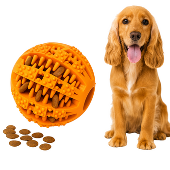 Piłka gumowa z wypustkami na smaczki - pomarańcz