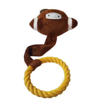 Zabawka dla psa pluszowa piłka rugby z ringiem