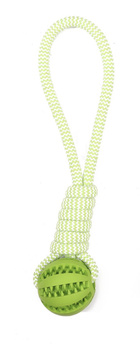 Piłka dla psa mocna guma sznur zielona 6 cm