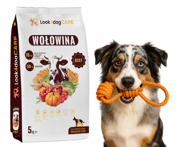 Sucha karma Look4dog CARE wołowina 5 kg z zabawką