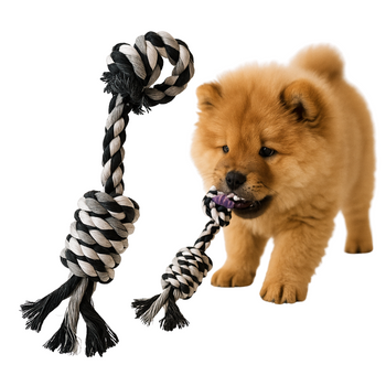 Zabawka dla psa szarpak kolorowy sznurek czarny