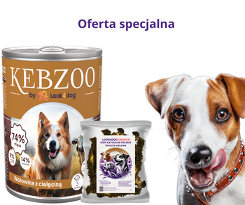 Zestaw: karma mokra KEBZOO wołowina cielęcina 400g plus żwacze wołowe 250g