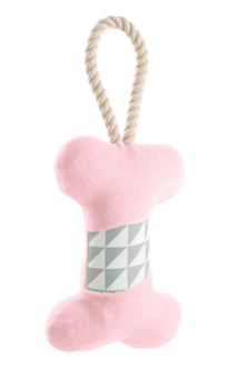 Gryzak zabawka pluszowa kość dla psa różowa