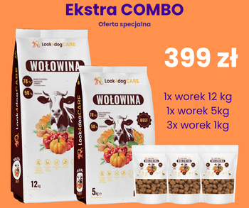 Sucha karma Look4dog CARE Wołowina Ekstra COMBO 20kg