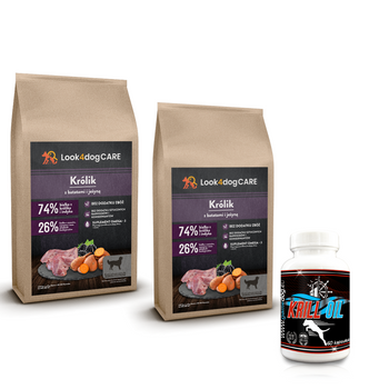 Zestaw: karma Look4dog CARE Królik 2PAK: 2x2kg + KRILL OIL