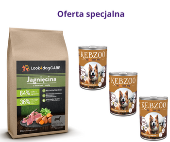 Zestaw małe rasy: Look4dog CARE jagnięcina i 3x400g KEBZOO