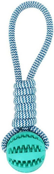 Piłka dla psa mocna guma sznur turkusowa 6 cm