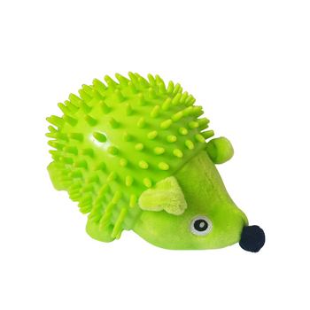 Gryzak pluszak dla psa jeż z piszczałką zielony
