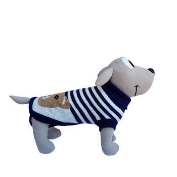Sweterek dla psa uroczy w paski i misiem rozm.6